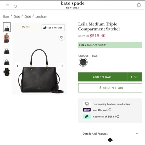 Kate Spade Leila Medium Triple Compartment Satchel - Picture 9 of 9